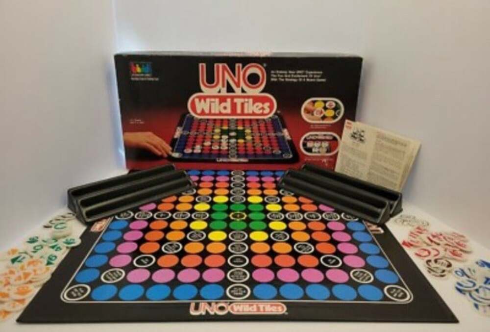 Vintage UNO Wild Tiles Board Game Complete In Box Set 1980s Rare Mattel